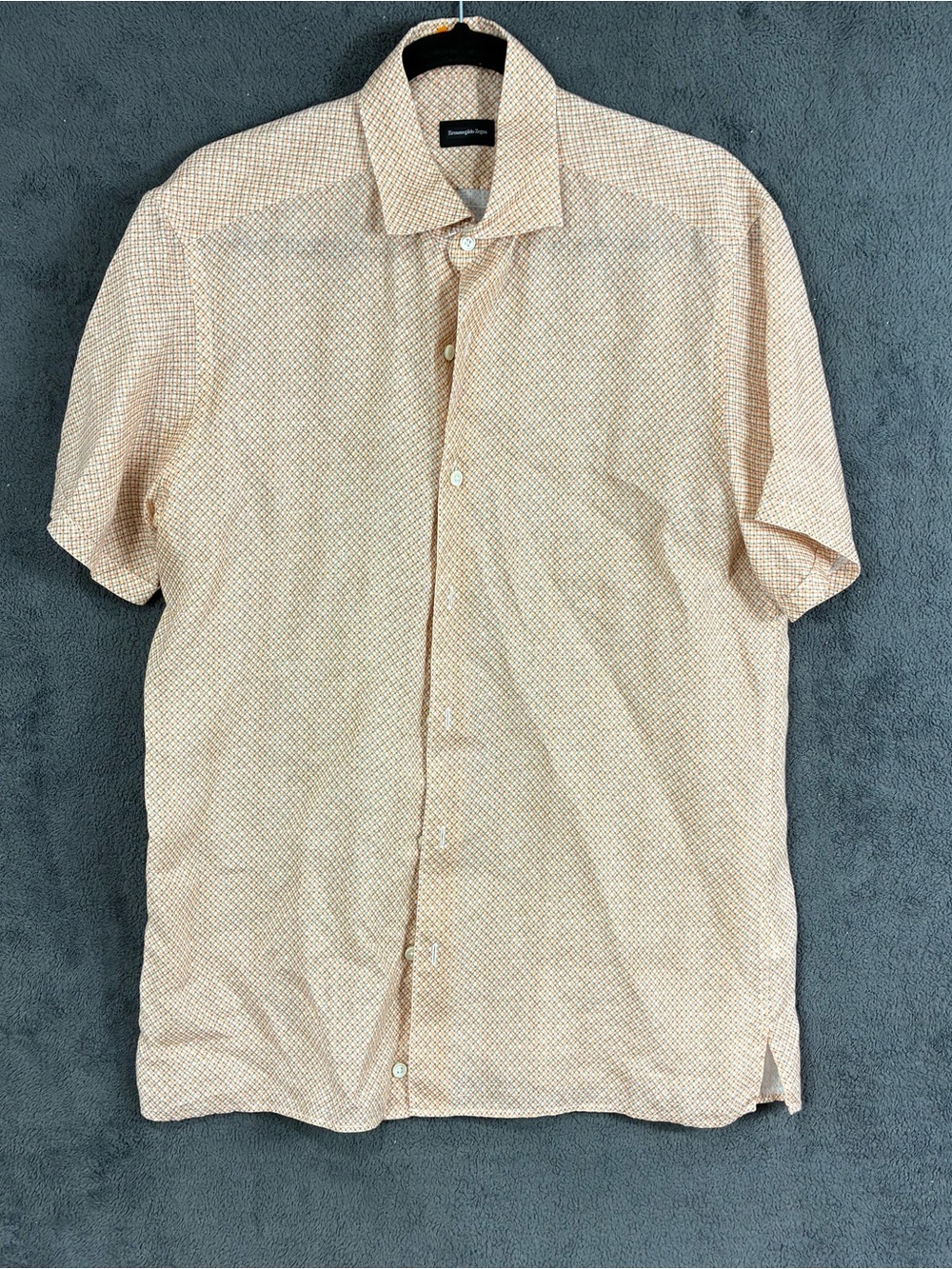 Ermenegildo Zegna Peach Short-Sleeve Button-Down Shirt
